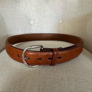 Ranger Belt Company Brown Leather Men’s 34 Engraved Rancher Farmer Rodeo Cowboy